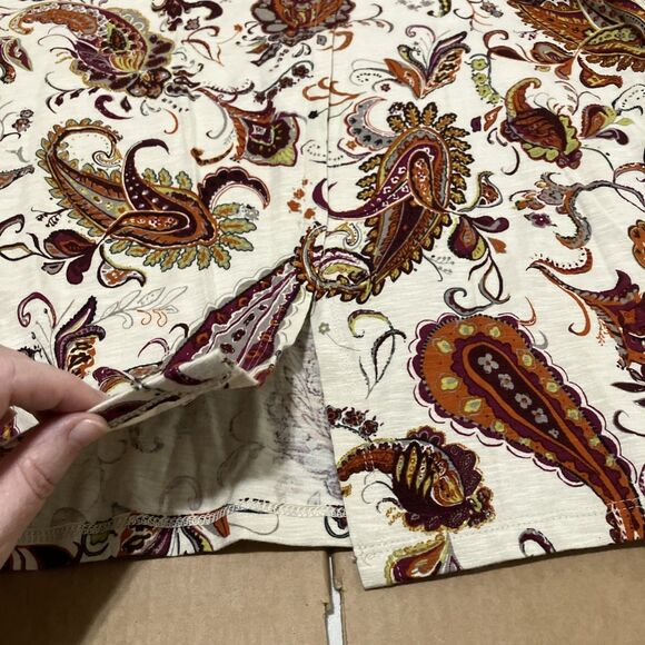 J. JILL Women's Plus Size 4X Red White Pullover Tunic Top Paisley - Picture 5 of 6